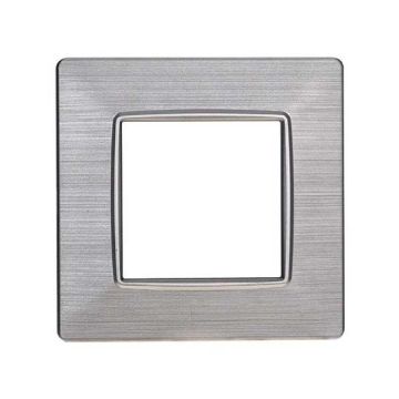 Plaque compatibles Vimar Plana 2 modules plastique couleur argent satiné Ettroit EV85215