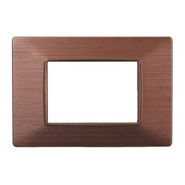 Placca compatibile Vimar Plana 3 moduli plastica colore bronzo satinato Ettroit EV85310