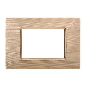 Placca compatibile Vimar Plana 3 moduli plastica colore oro satinato Ettroit EV85311