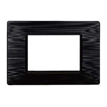 Placca compatibile Vimar Plana 3 moduli plastica colore nero satinato Ettroit EV85314