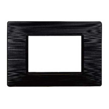 Plaque compatibles Vimar Plana 3 modules plastique couleur noir satiné Ettroit EV85314