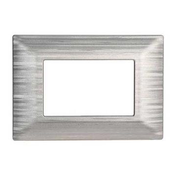 Plaque compatibles Vimar Plana 3 modules plastique couleur argent satiné Ettroit EV85315