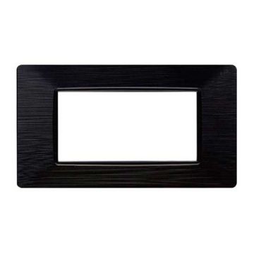 Placca compatibile Vimar Plana 4 moduli plastica colore nero satinato Ettroit EV85414