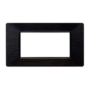 Plaque compatibles Vimar Plana 4 modules plastique couleur noir satiné Ettroit EV85414