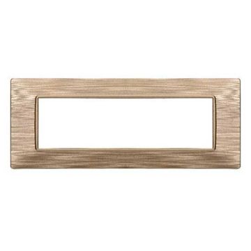 Placca compatibile Vimar Plana 7 moduli plastica colore oro satinato Ettroit EV85611