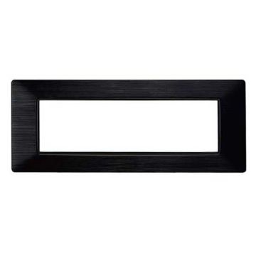 Placca compatibile Vimar Plana 7 moduli plastica colore nero satinato Ettroit EV85614