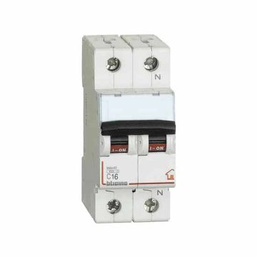 Switch magnethermic 1P+N C 16A - 4,5kA - 2M Bticino FC810NC16