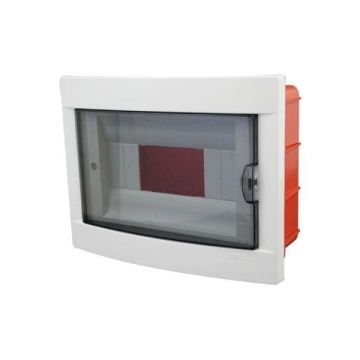 Flush-mounted switchboard 8 modules with white frame and smoked door 250x215x80mm IP40 FAEG - FG14308