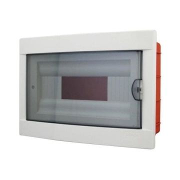 Flush-mounted switchboard 12 modules with white frame and smoked door 315x215x80mm IP40 FAEG - FG14312