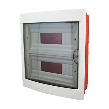 Flush-mounted switchboard 24 modules with white frame and smoked door 315x365x80mm IP40 FAEG - FG14324