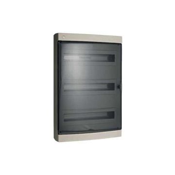 Wall-mounted switchboard 54 modules white with smoked transparent door 396x526x112mm IP40 FAEG - FG14454
