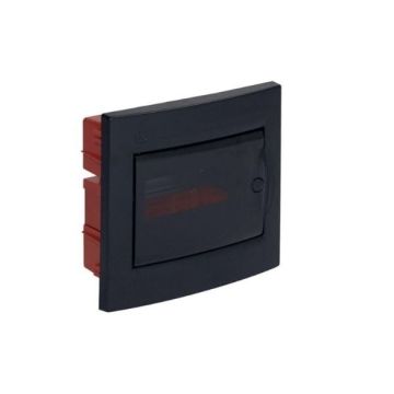 Flush-mounted switchboard 8 modules with black frame and smoked door 255x215x80mm IP40 FAEG - FG14708