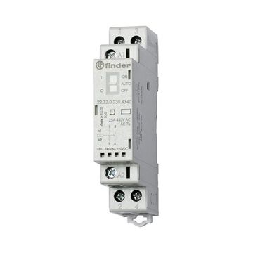 25A Modular contactor - 2 pole NO screw terminal DIN connection Type 22.32 Finder 223202304340