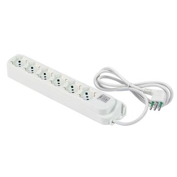 Multisocket 6 sockets schuko Italian/German 2P+T 16A cable 1,5m plug italian std. 2P+T 10A with switch Linea Retail Fanton 474304