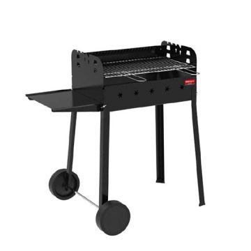 Ferraboli charcoal barbecue ISEO 58x37cm chrome-plated grid with two-wheeled trolley and shelf