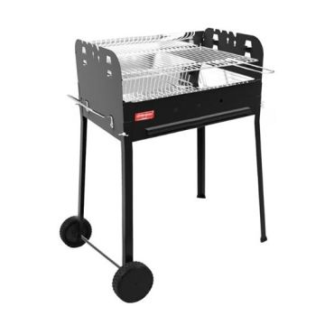 Ferraboli Barbecue Sirio a carbonella realizzato in acciaio inox griglia cromata 58x37cm carrellato con braciere e paravento + cassetto cenere