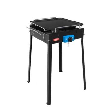 Ferraboli Barbecue à gaz Ghisa Gas Mono avec plaque en fonte de 38x38cm et récupérateur de graisse