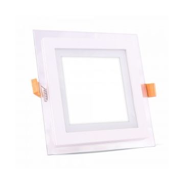 18W LED Mini Panel LED Downlight Glass - Square Warm White - 4746
