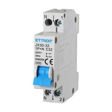 Interruttore magnetotermico automatico 1P+N 32A 220V Salvavita 1 Moduli DIN Ettroit JX30-32-1P+N-32A