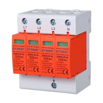 Pararrayos T1+T2 220V 3P+N 3 Polos Ocupa 4 Módulos DIN Ettroit JXSPD-3P+N