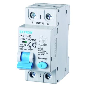ETTROIT interruttore Magnetotermico Differenziale 1P+N 16A 30mA 220V-6KA CLASSE A JX271664