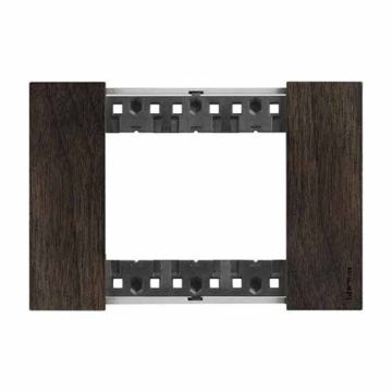 3 modules Bticino Living Now plate wood walnut color KA4803LG