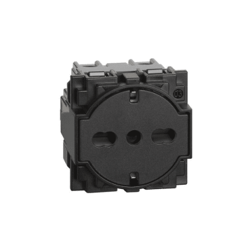 Socket BTicino Living Now german and italian standard flat socket 2 modules - black KG4140A16F