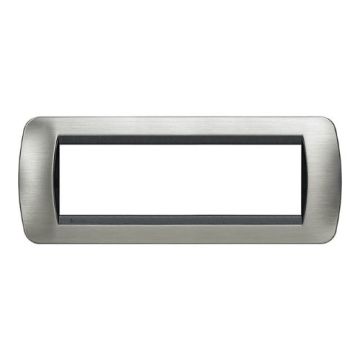 Cover plate Living International 7 modules - Brushed steel L4807ACS