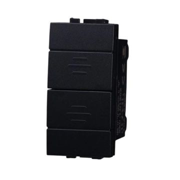 Double pushbutton 1P+1P NO with interlock compatible Bticino Livinglight black color