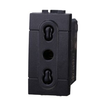 Socket Italian compatible Bticino Livinglight 2P+T 10/16A 250V black color