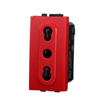 Socket Italian compatible Bticino Livinglight 2P+T 10/16A 250V red color