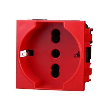 Schuko socket compatible Bticino Livinglight 2P+T 10/16A 250V red color