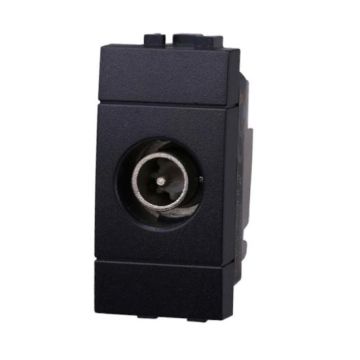 Tv passthrough coaxial socket male connector compatible Bticino Livinglight black color