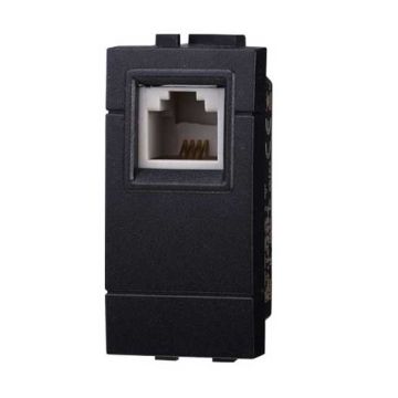 Prise RJ11 telephone connector compatible Bticino Livinglight black color