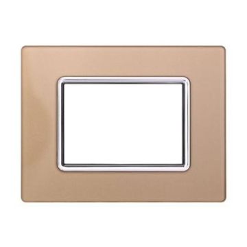 Compatible plate Bticino Livinglight 3 modules glass gold color