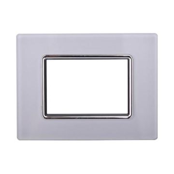 Placca compatibile Bticino Livinglight 3 moduli vetro colore bianco