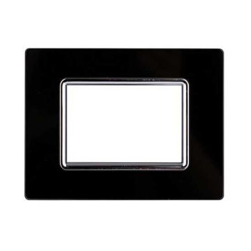 Compatible plate Bticino Livinglight 3 modules glass black color