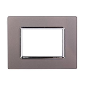 Placca compatibile Bticino Livinglight 3 moduli vetro colore argento