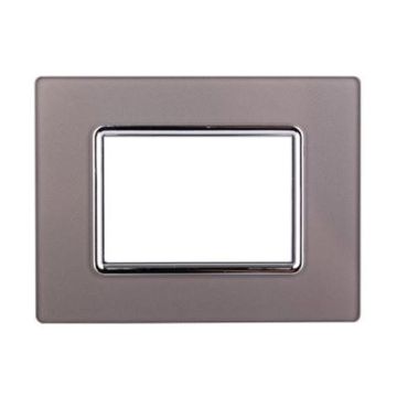 Ettroit Bticino Livinglight kompatible Platte 3 Glasmodule silberfarben - LN84306