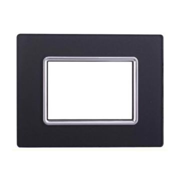 Placca compatibile Bticino Livinglight 3 moduli vetro colore grafite acciaio scuro