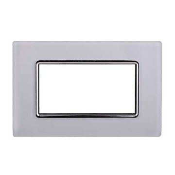 Compatible plate Bticino Livinglight 4 modules glass white color