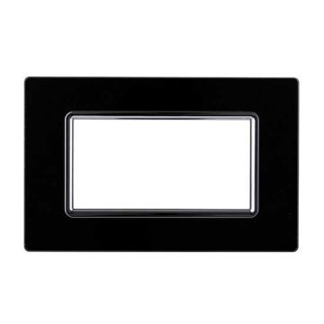 Compatible plate Bticino Livinglight 4 modules glass black color