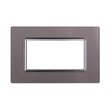 Plaque compatibles Bticino Livinglight 4 modules verre couleur argent