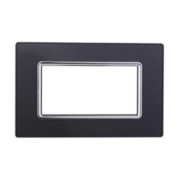 Plaque compatibles Bticino Livinglight 4 modules verre couleur acier graphite foncé