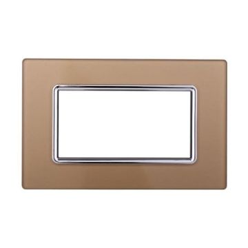 Compatible plate Bticino Livinglight 4 modules glass gold color