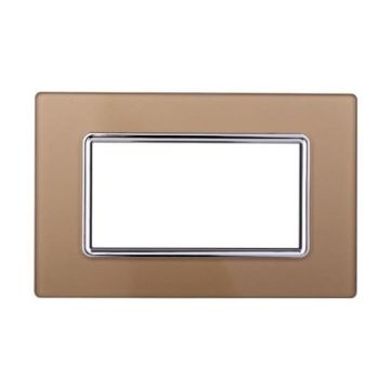 Plaque compatibles Bticino Livinglight 4 modules verre couleur or