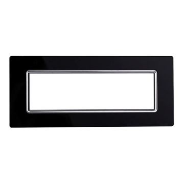 Placca compatibile Bticino Livinglight 7 moduli vetro colore nero