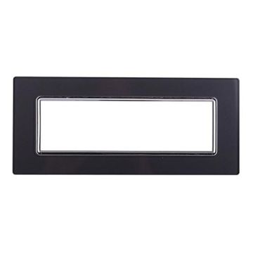 Compatible plate Bticino Livinglight 7 modules glass dark steel graphite color