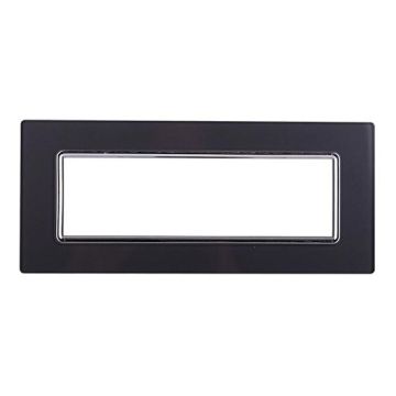 Plaque compatibles Bticino Livinglight 7 modules verre couleur acier graphite foncé