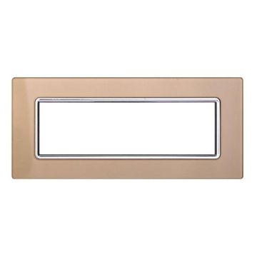 Compatible plate Bticino Livinglight 7 modules glass gold color